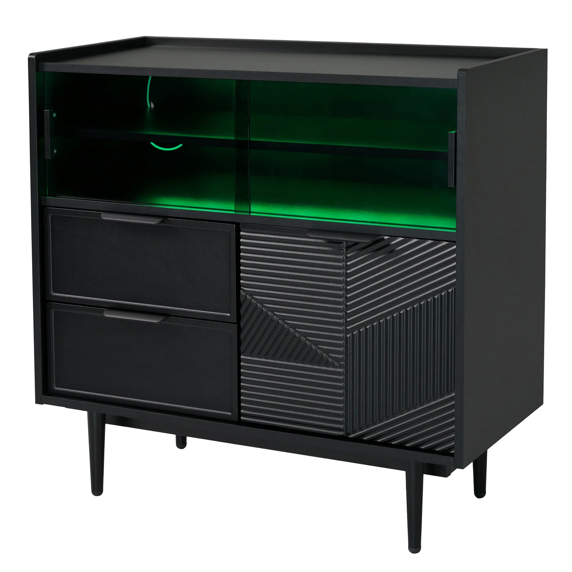 Storage Cabinet Sideboard 80 cm Glass Door, Light Strip - Image 8