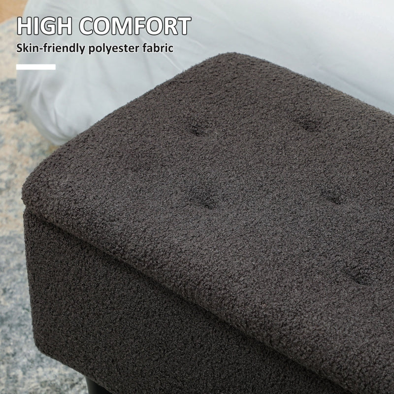 Storage Ottoman 47L Teddy Fleece Dark Grey - Image 6