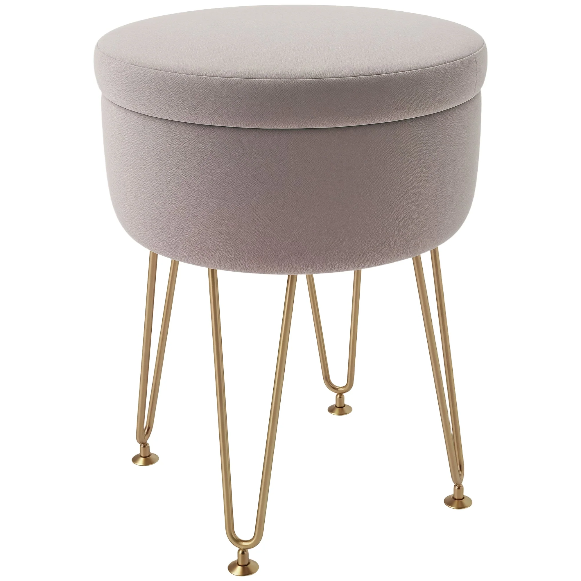 Storage Ottoman 5L Padded Top Light Pink Velvet-Feel - Image 2