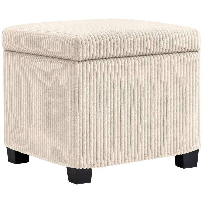 Storage Ottoman Bench Footstool 40cm Storage Chest Corduroy Beige - Image 2