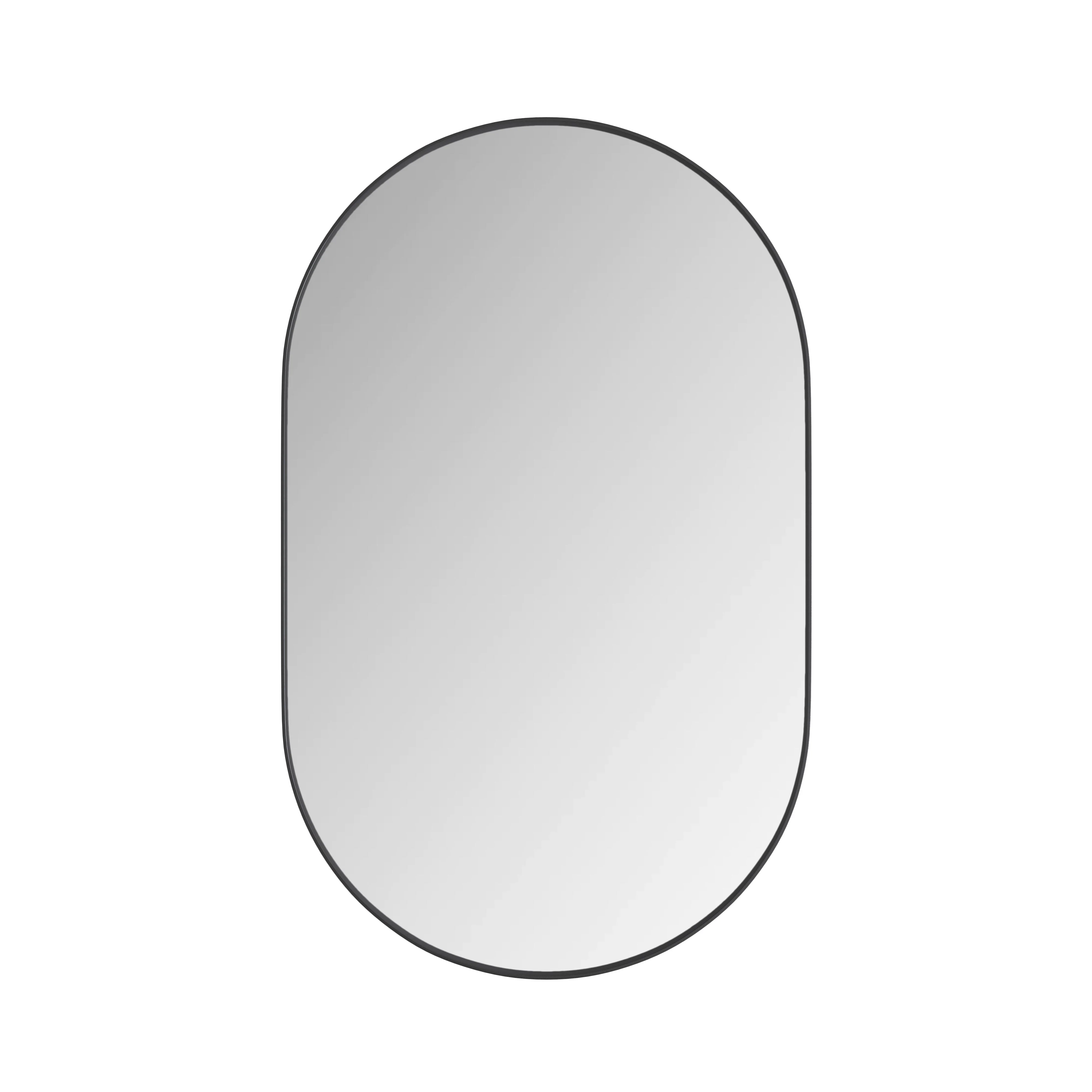 Stylish Oval Mirror Cabinet, Wall with Adjustable Shelves, Black - Image 9