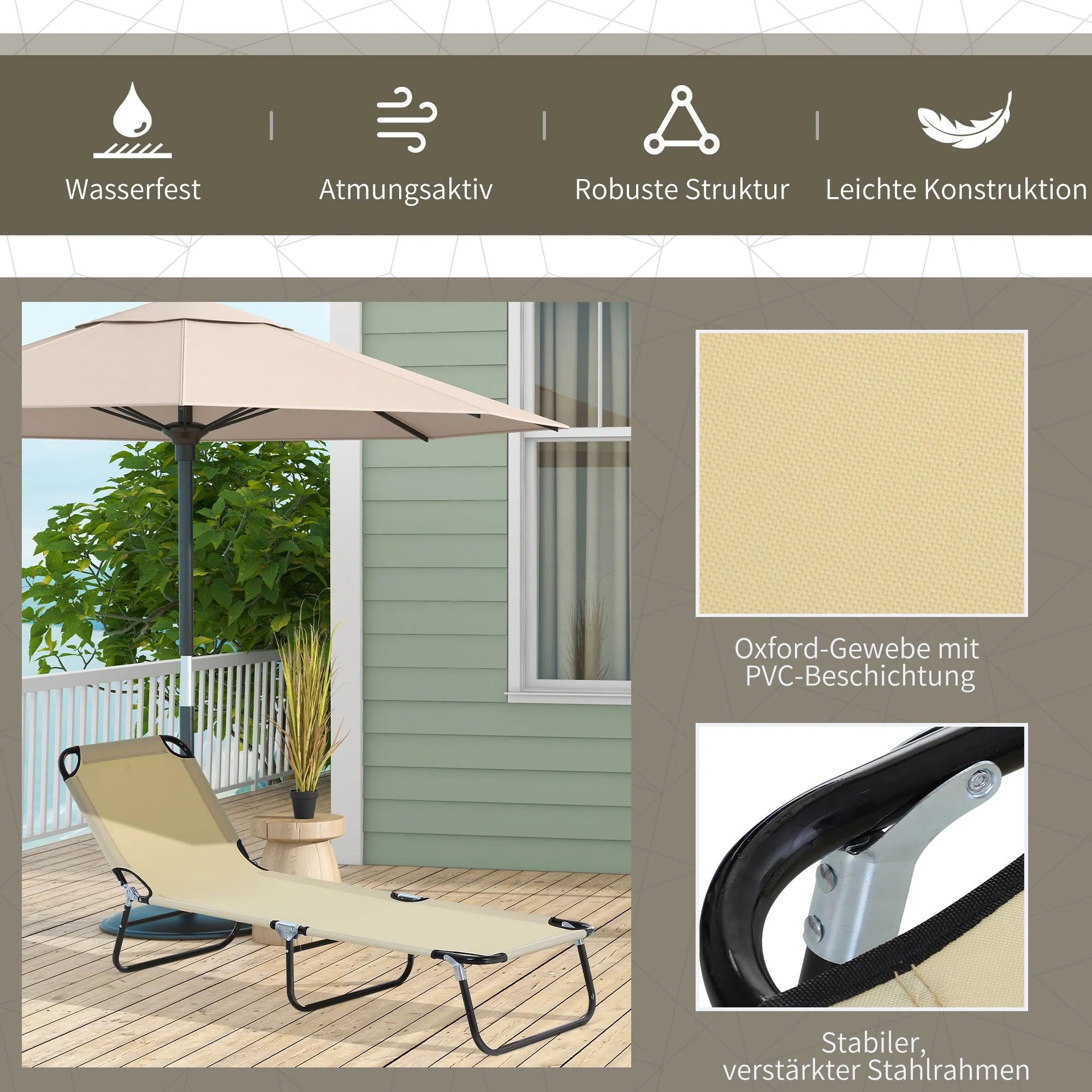 Sun Lounger Adjustable Backrest 188x56x28cm Steel Blue - Image 5