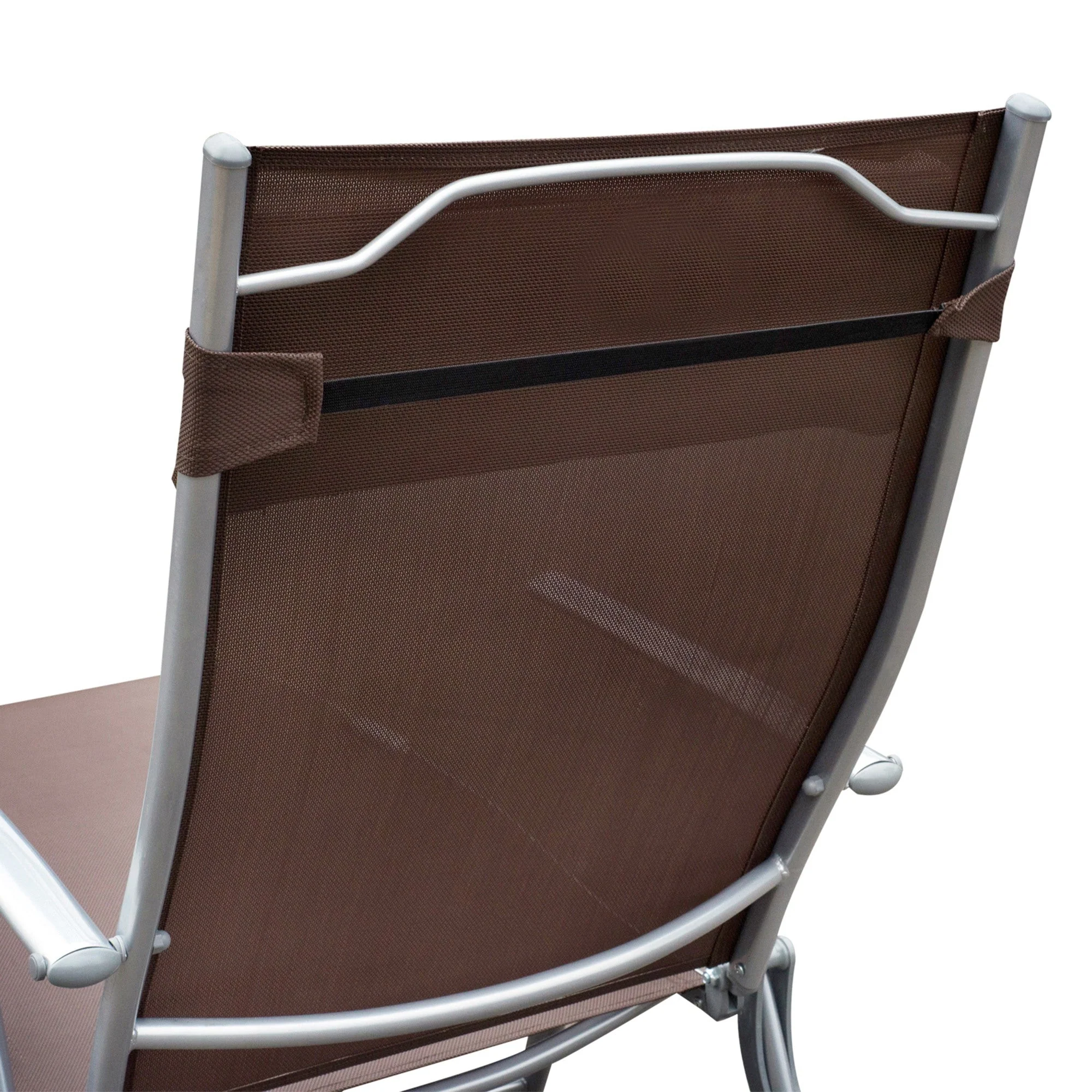 Sun Lounger Folding Relaxation Lounger with Cushion, Brown - Image 7