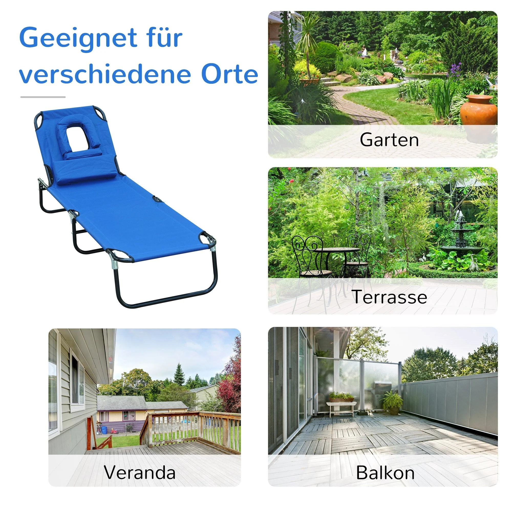 Sun Lounger Tripod with Reading Window, Face Opening, Blue - Image 5