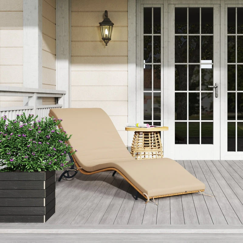 Sun Lounger, Water-Repellent, 120 kg Load Capacity, Polyrattan Beige - Image 6