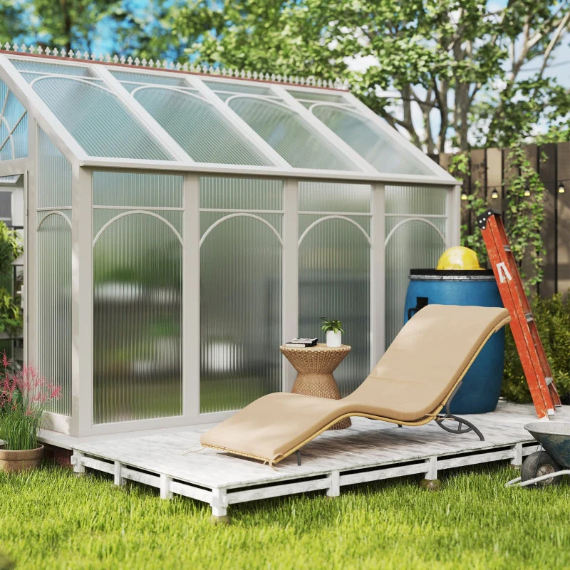 Sun Lounger, Water-Repellent, 120 kg Load Capacity, Polyrattan Beige - Image 8