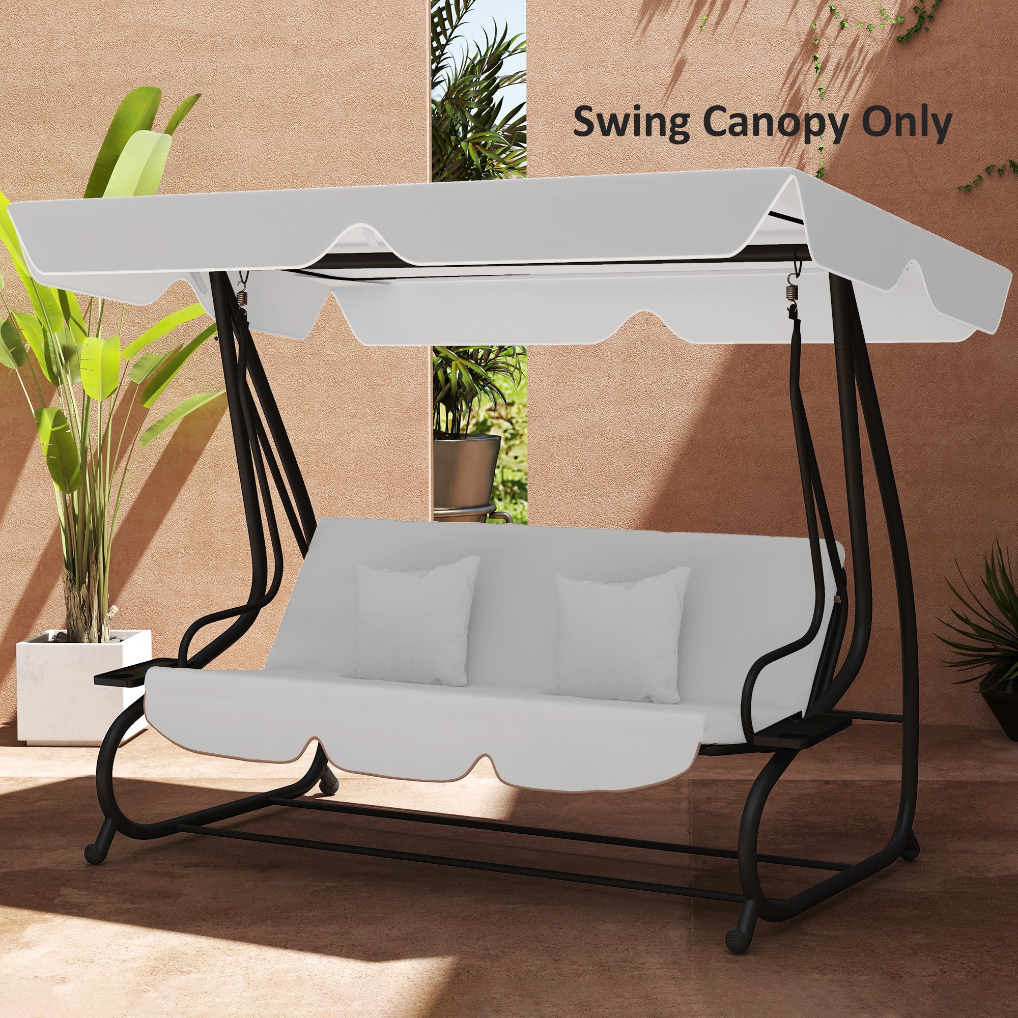 Swing Chair Canopy Replacement 145x200cm Light Grey Polyester