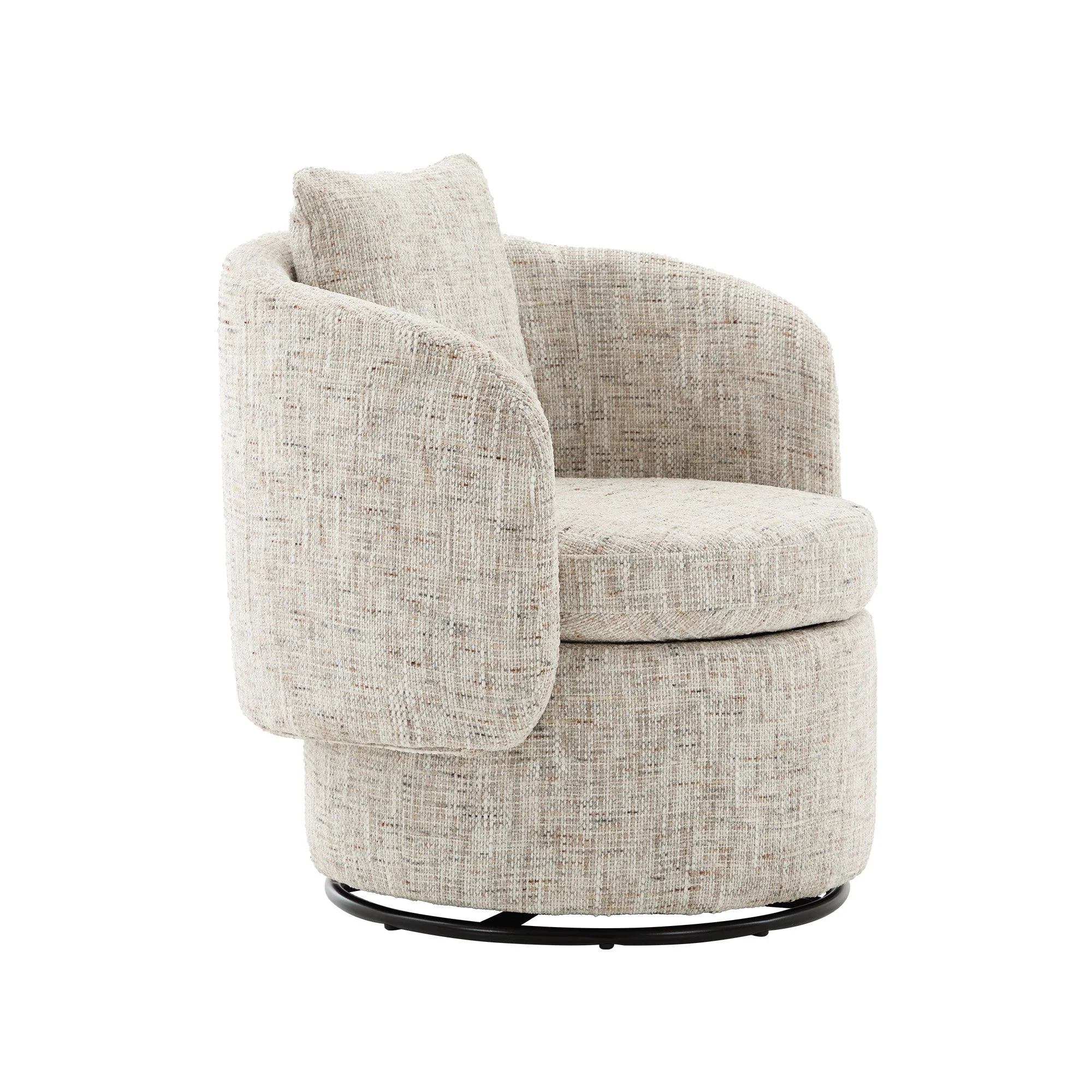 Swivel Accent Chair 360° Rotating Hidden Storage Cushion - Ivory - Image 9