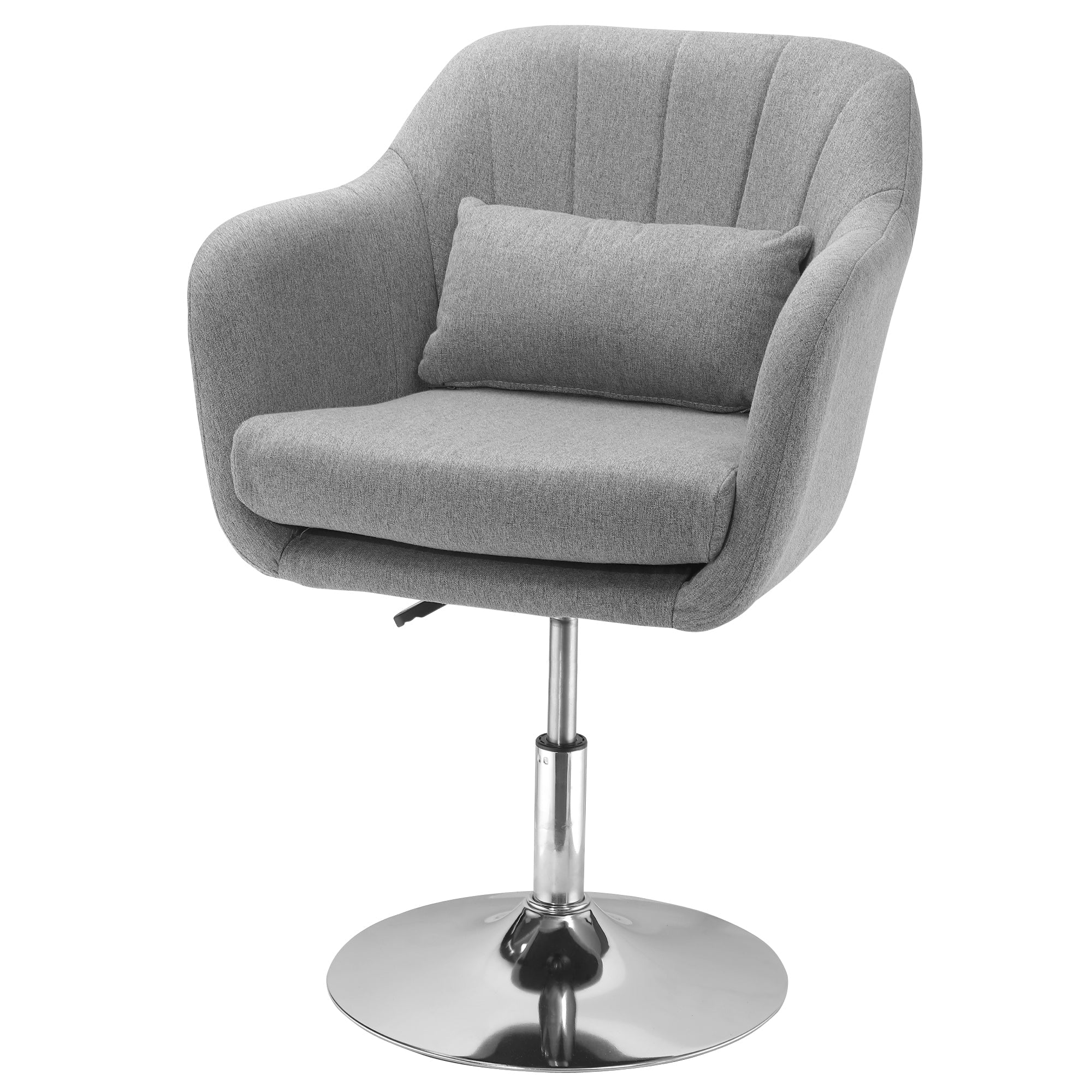 Swivel chair height adjustable accent recliner with back cushion linen grey - Image 2