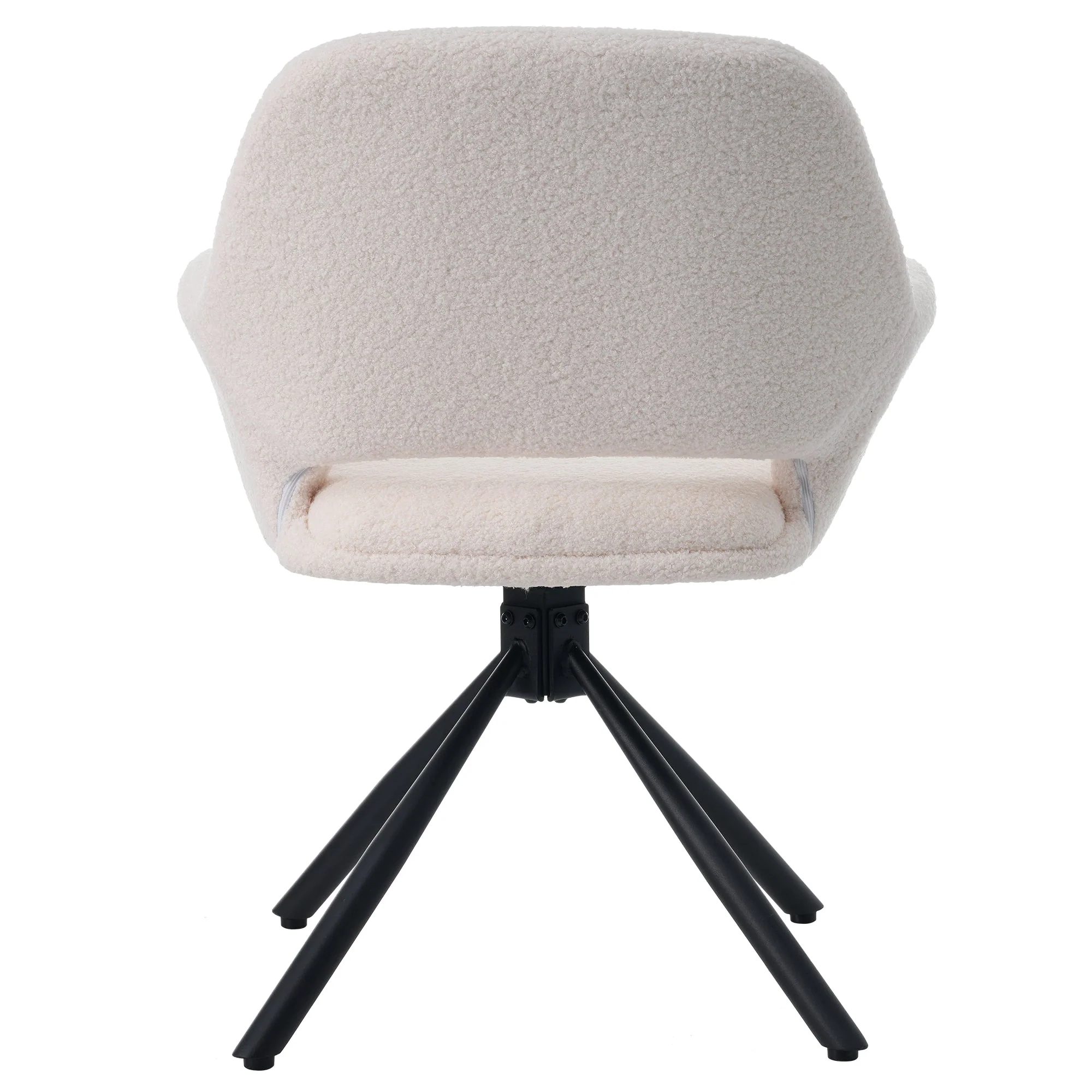Swivel Dining Chair Set of 2 Sherpa Armrests - White - Image 5