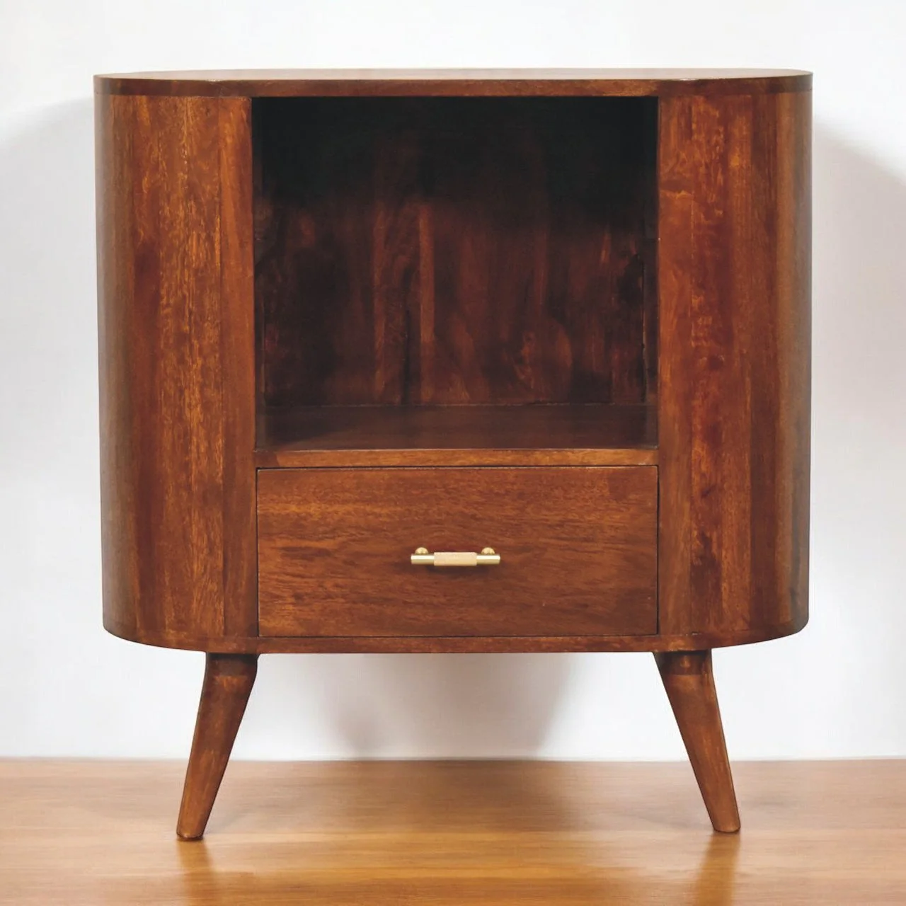 T-bar Cortez Open Slot Cabinet Chestnut