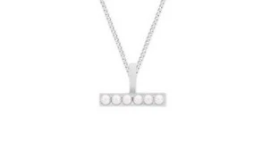 T-Bar Pendant Silver Mini Pearls
