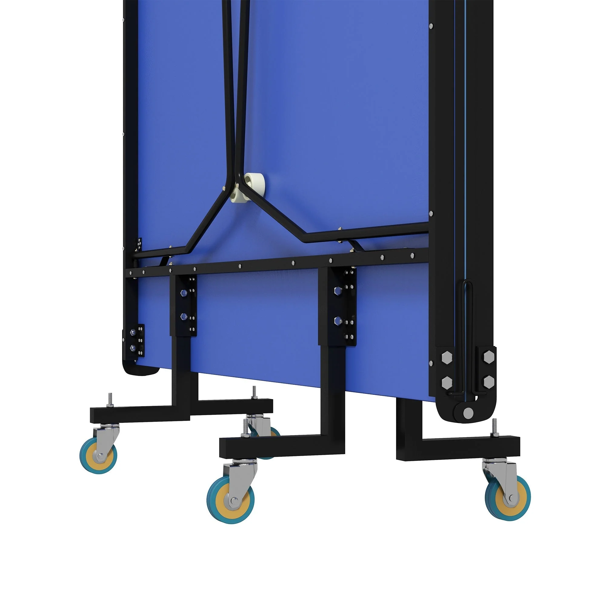 Table Tennis Table, Foldable with Net, Wheels, Steel, Blue - Image 8