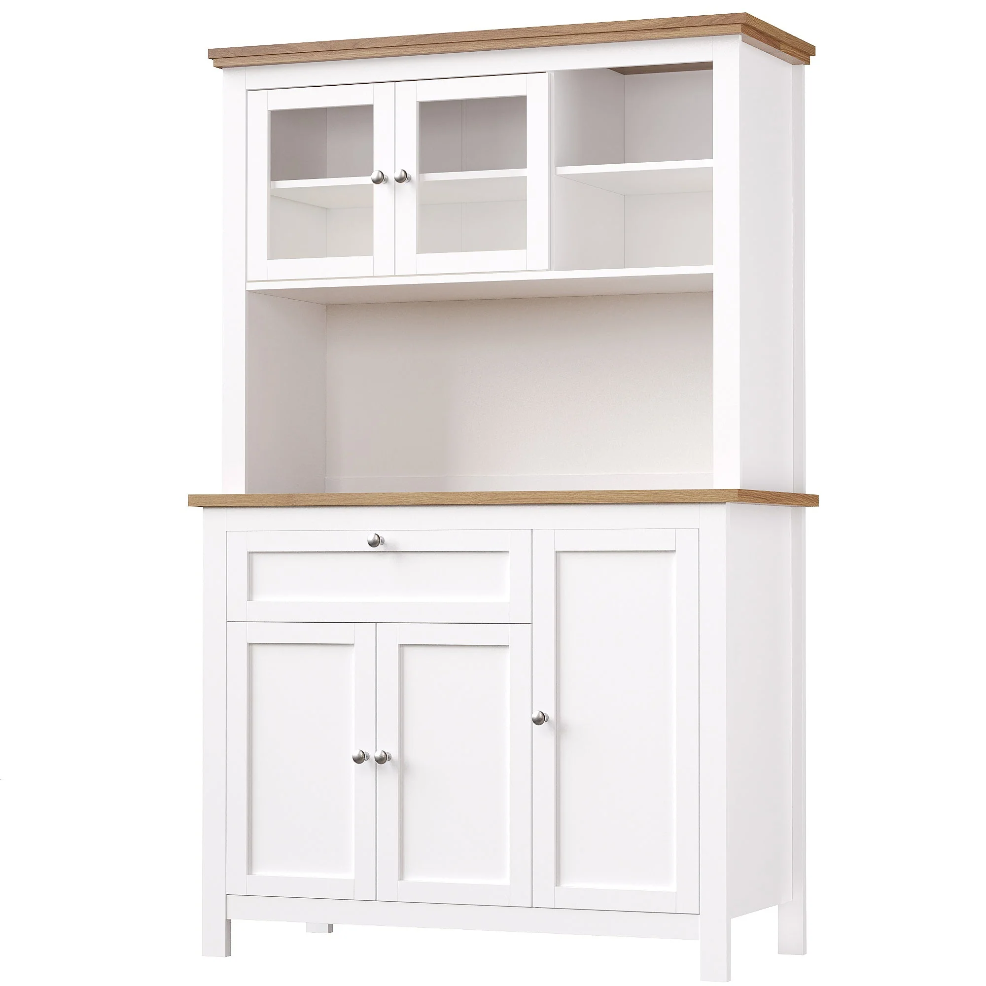 Tall Kitchen Cabinet 104x40x180cm Adjustable Shelves LED Lighting - White - Image 7
