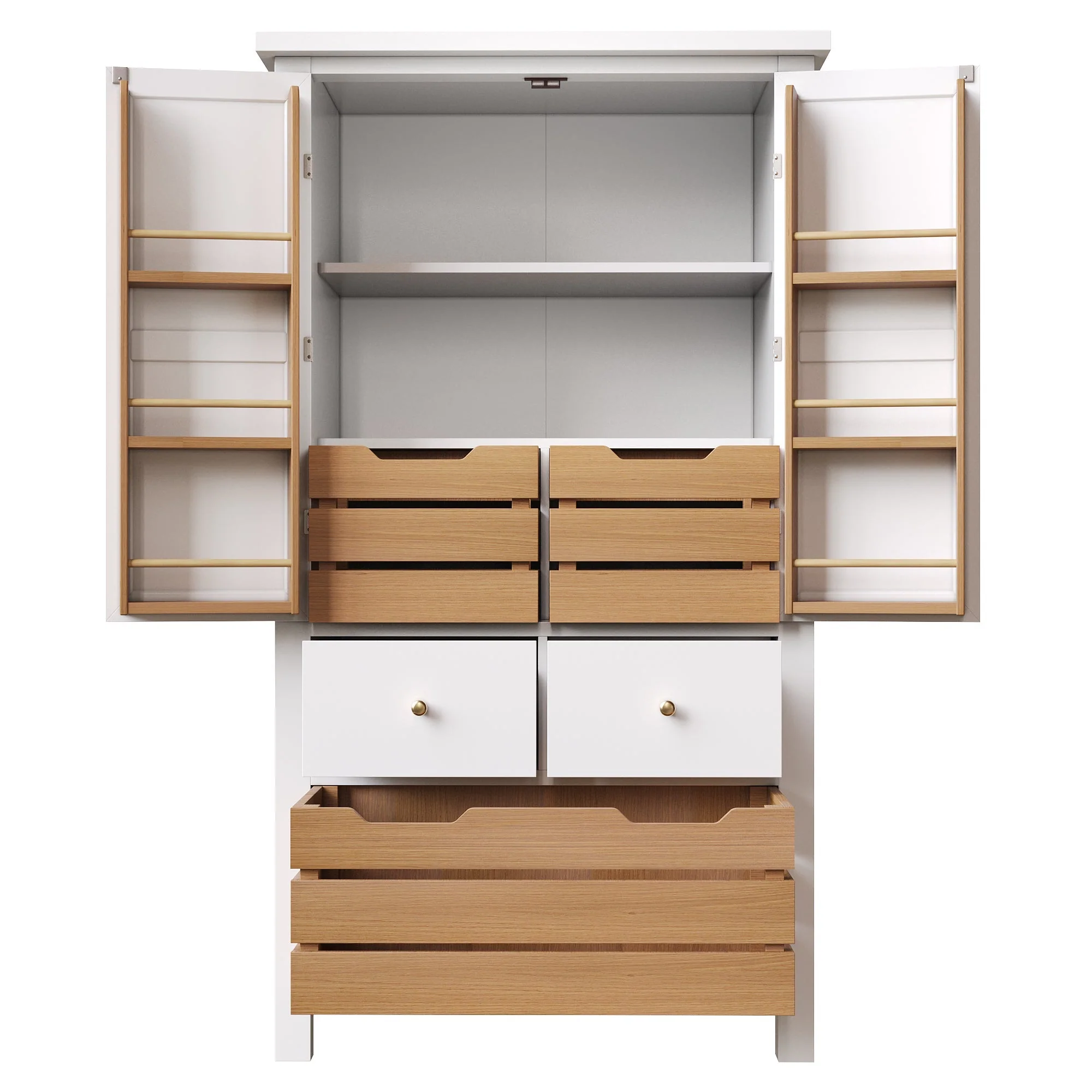 Tall Kitchen Cabinet Buffet 80x140cm Multi-Purpose Storage with 2 Doors & 5 Drawers Black/White - Image 10
