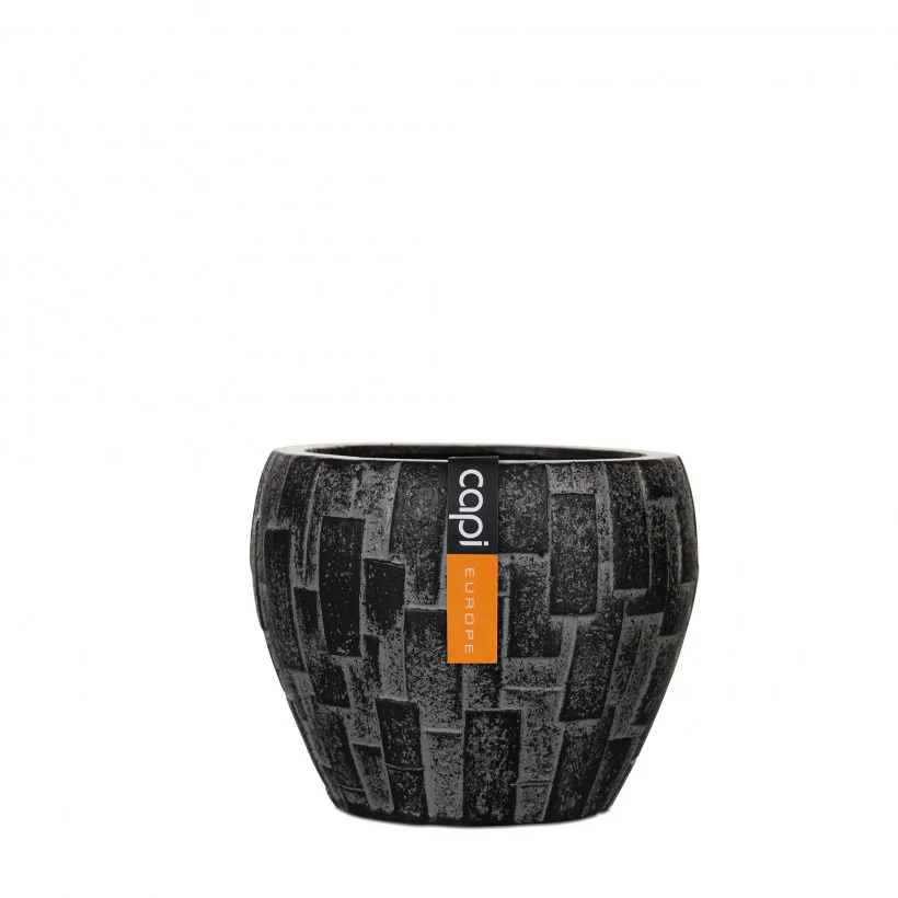 Tapered Stone Planter Charcoal 15cm Dia