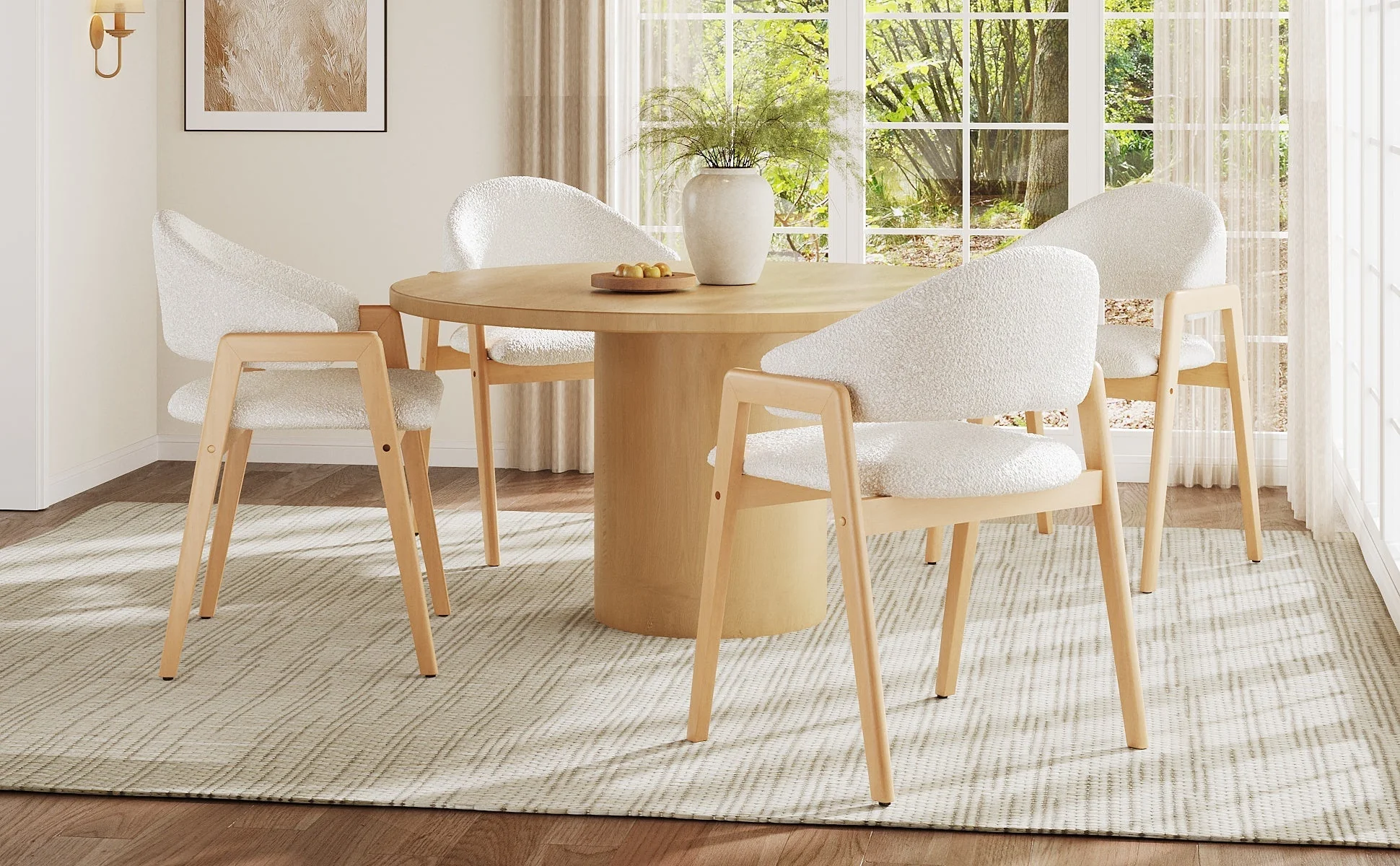 Teddy Chair Set of 4 Ergonomic Luxury Curved Back - White - Image 3