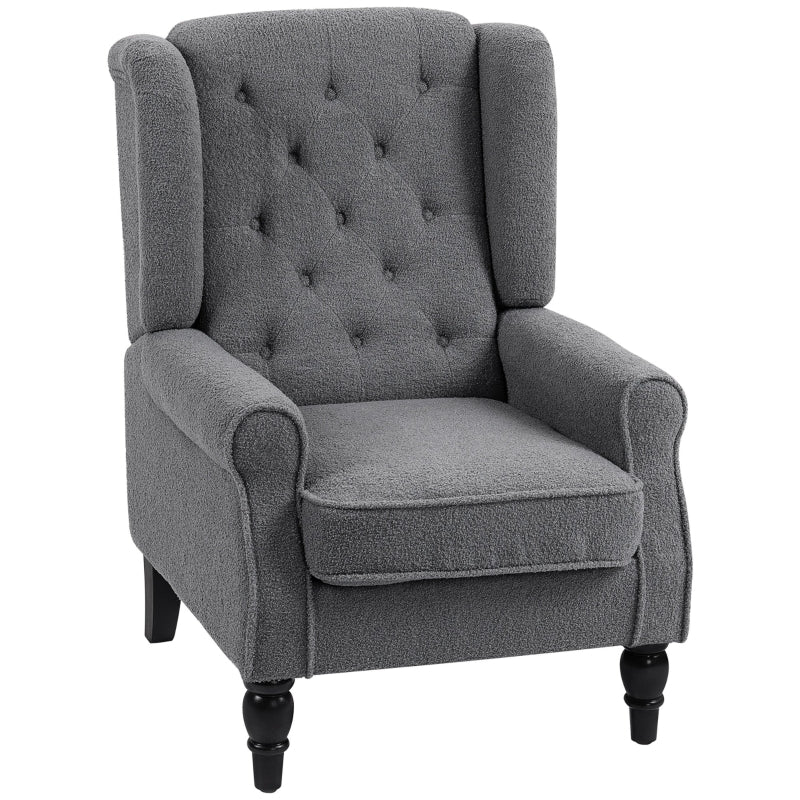 Teddy Fleece Retro Wingback Chair - Grey - Image 2