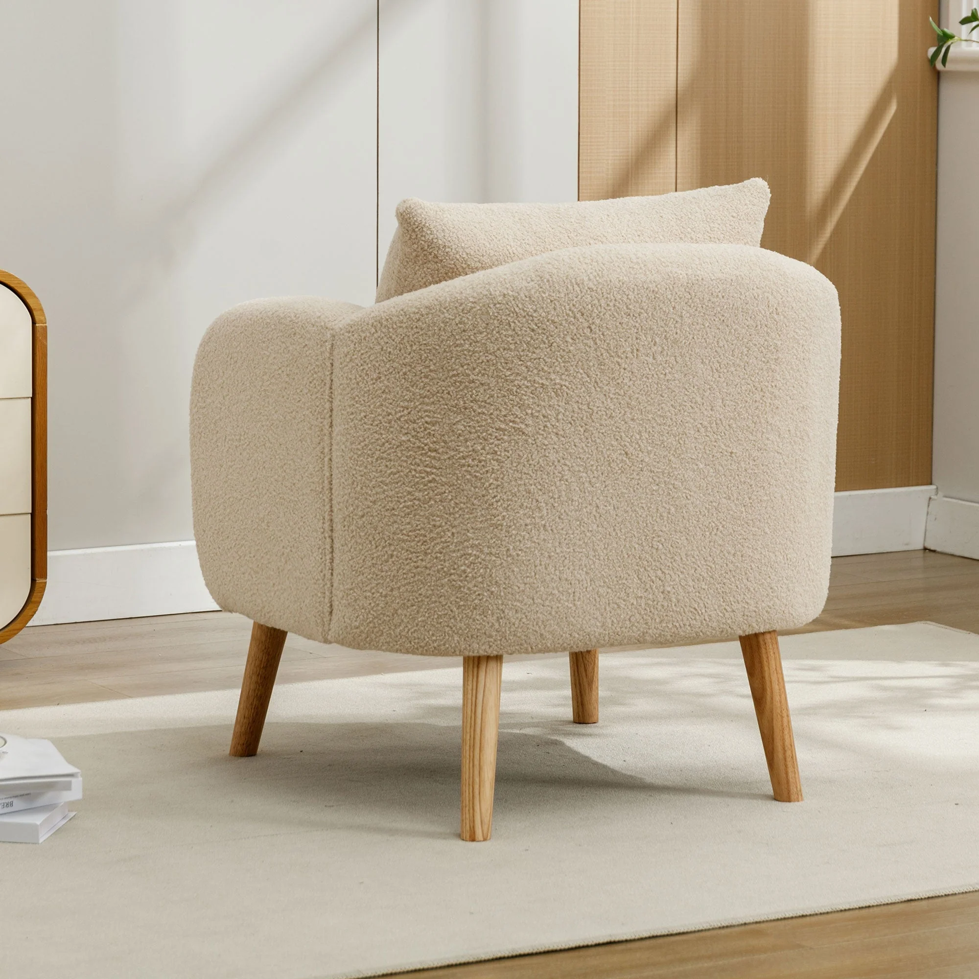 Teddy Velvet Armchair, Extra Thick Cushion, Solid Wood Leg - Image 6