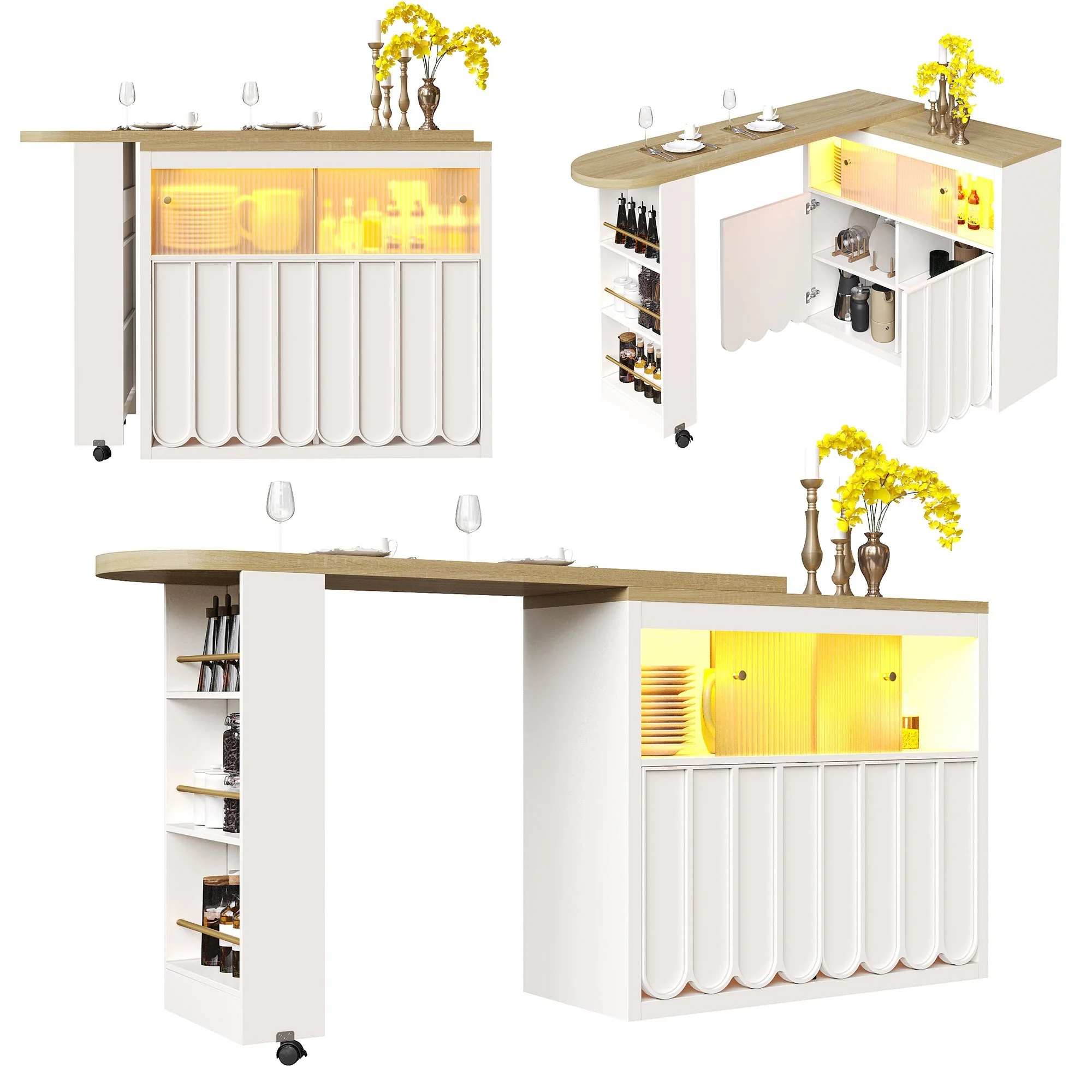 Telescopic Bar Table Storage LED Movable - White - Image 10