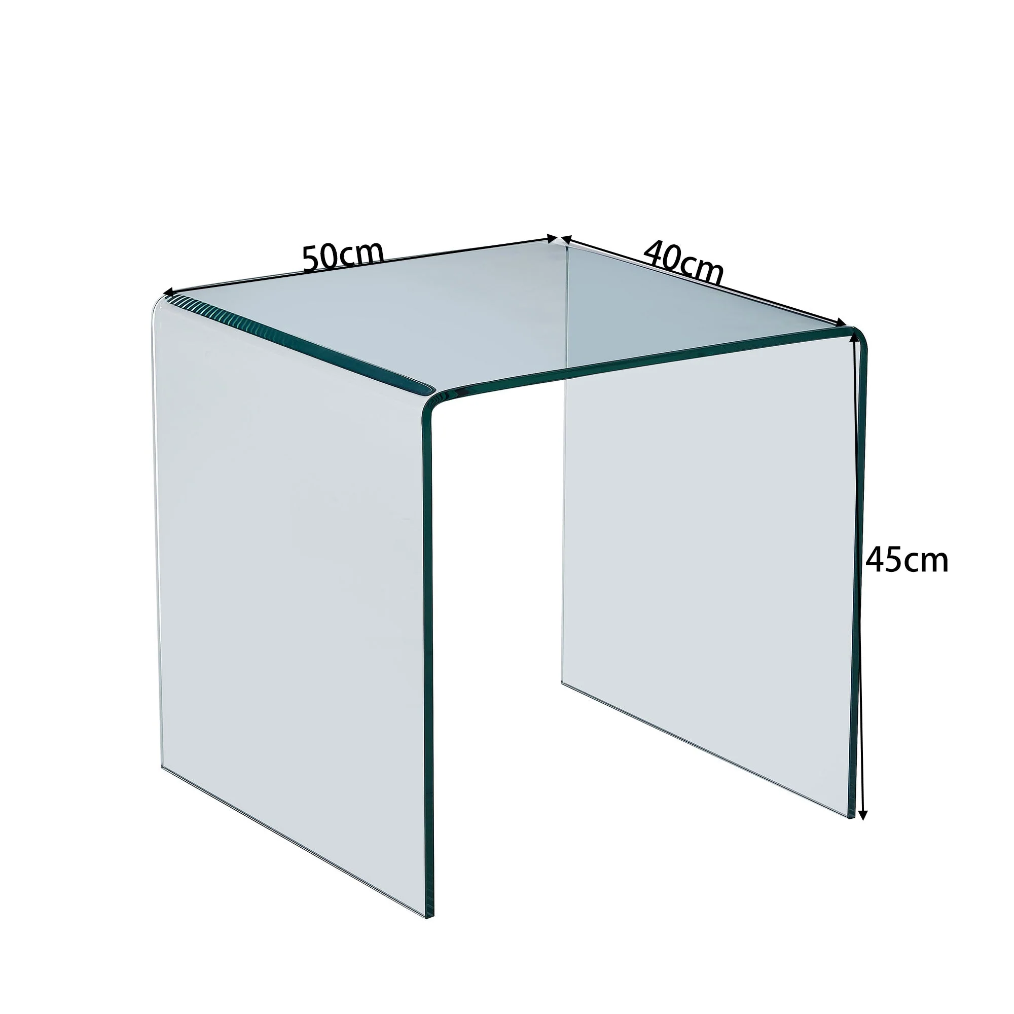 Tempered Glass Side Table, Transparent End Table and Sofa Table, Clear Bent Glass - Image 4