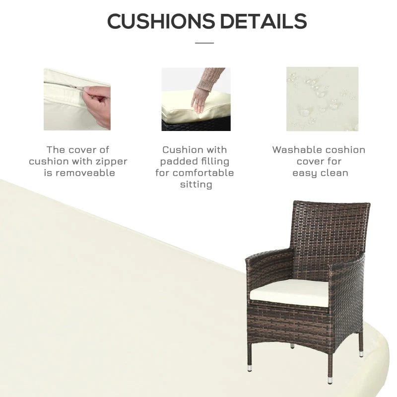 Three-Piece Chair Set with Cushions, Rattan Brown - Image 7