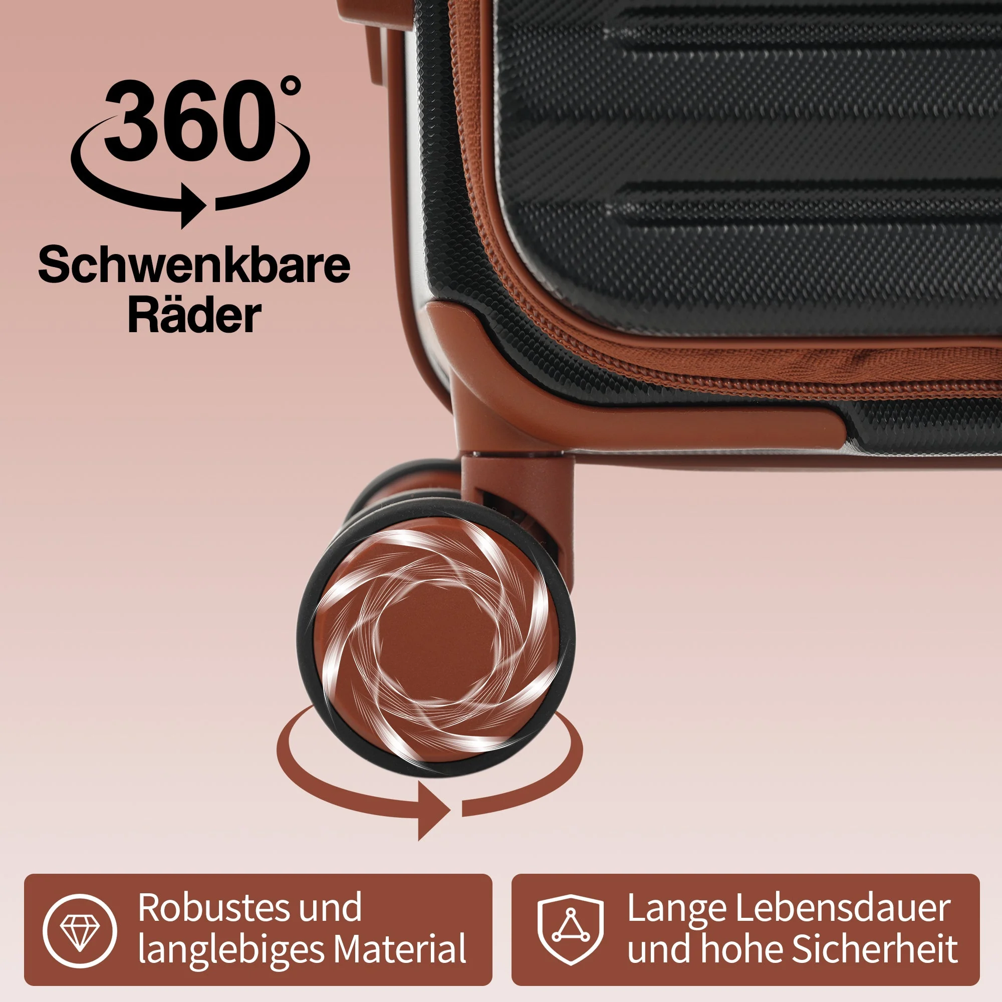 Three-piece Luggage Set – Front-Opening, Foldable Cup Holders, TSA Lock, 360° Wheels, ABS Material - Image 4