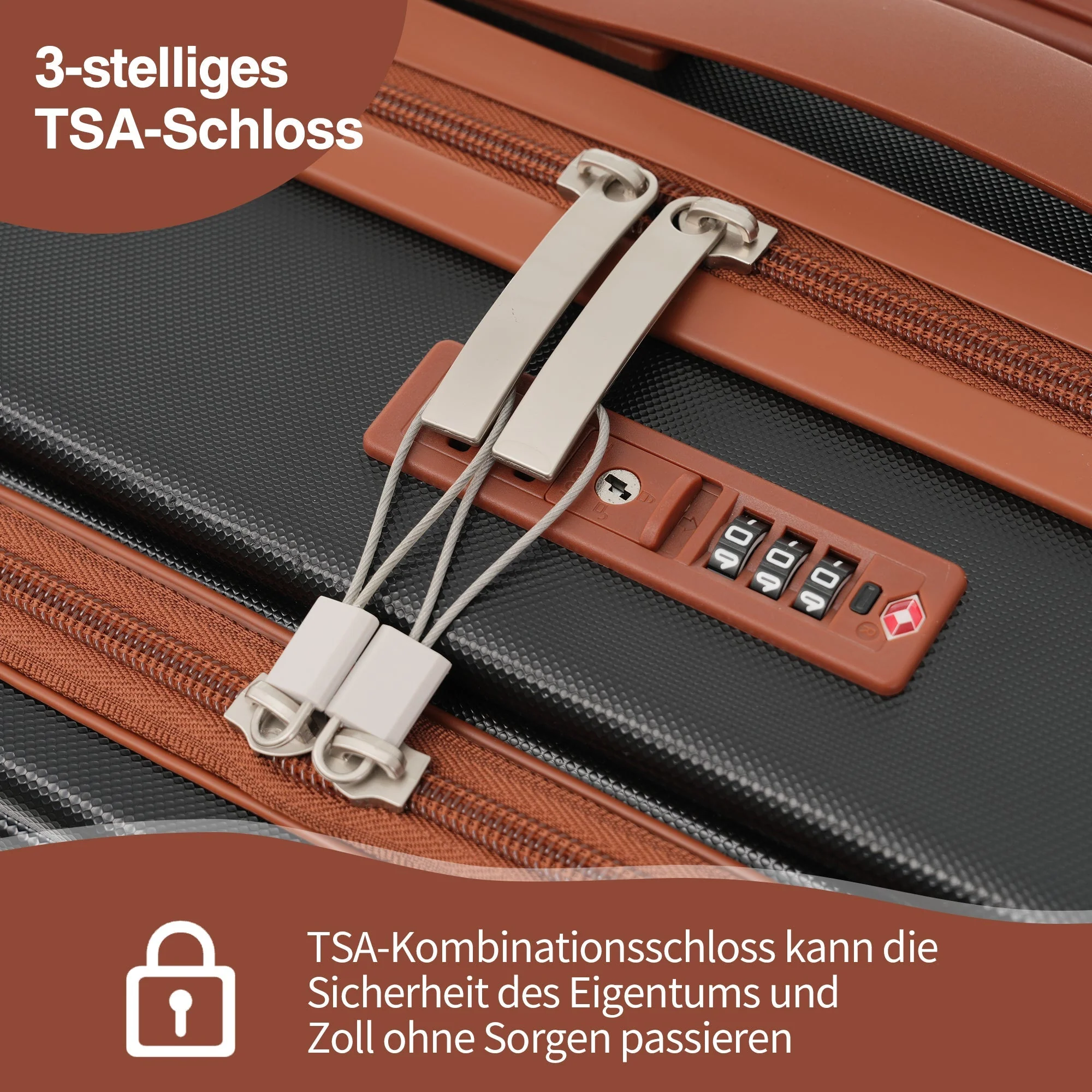Three-piece Luggage Set – Front-Opening, Foldable Cup Holders, TSA Lock, 360° Wheels, ABS Material - Image 5