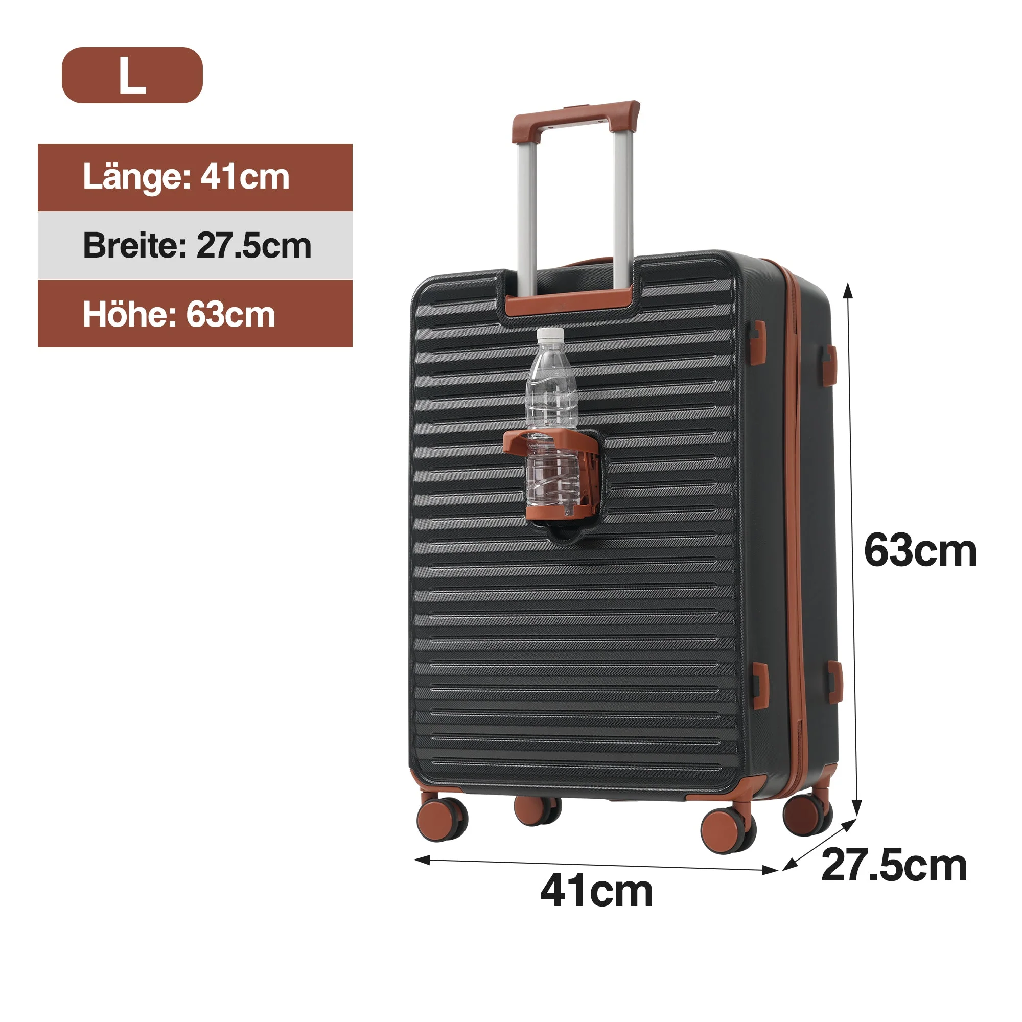 Three-piece Luggage Set – Front-Opening, Foldable Cup Holders, TSA Lock, 360° Wheels, ABS Material - Image 7