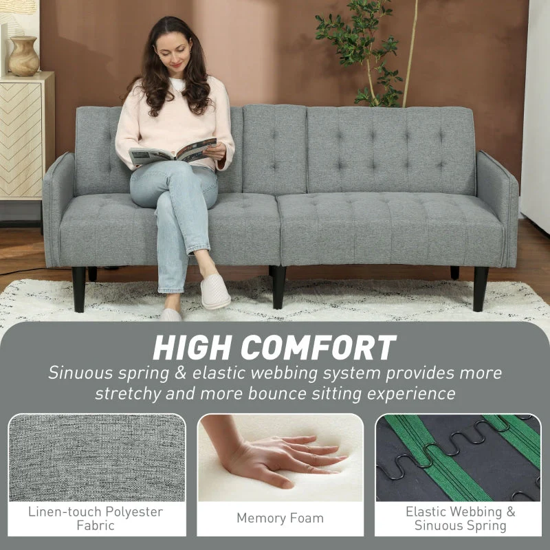 Three-Seater Sofa Bed with Cupholders Light Grey - Image 7
