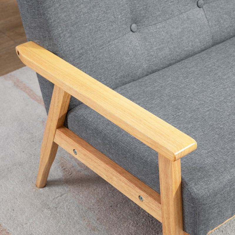 Three-Seater Upholstered Sofa, Rubberwood, Grey - Image 7