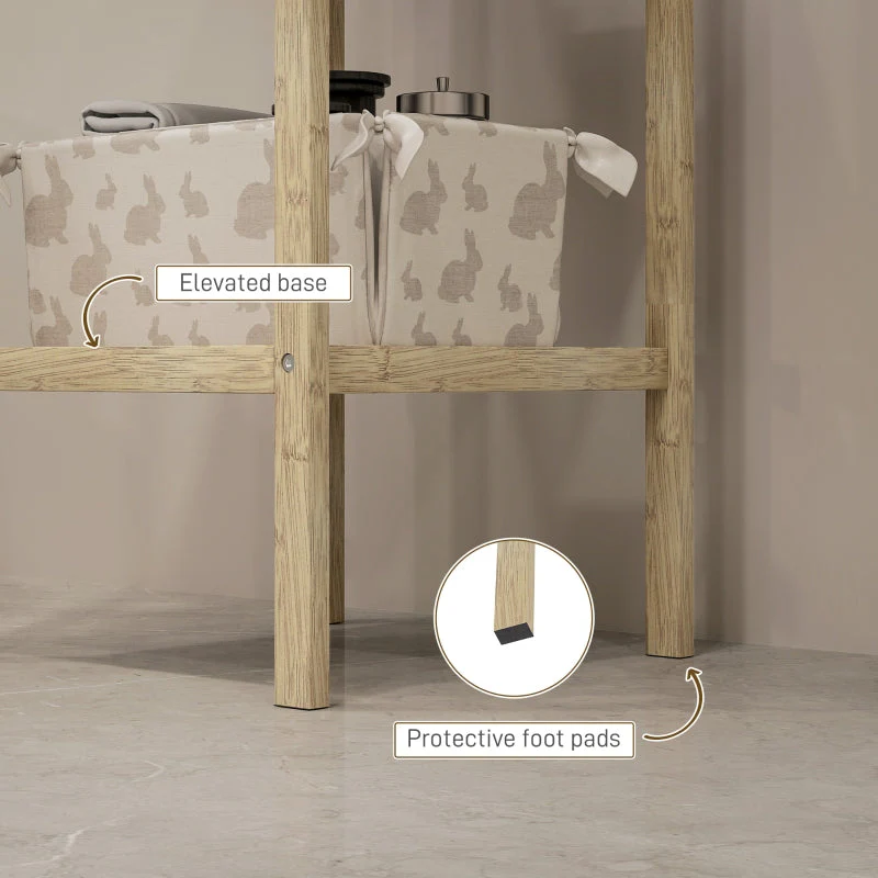 Three-Tier Bathroom Shelf Storage Unit - Natural Bamboo - Image 6