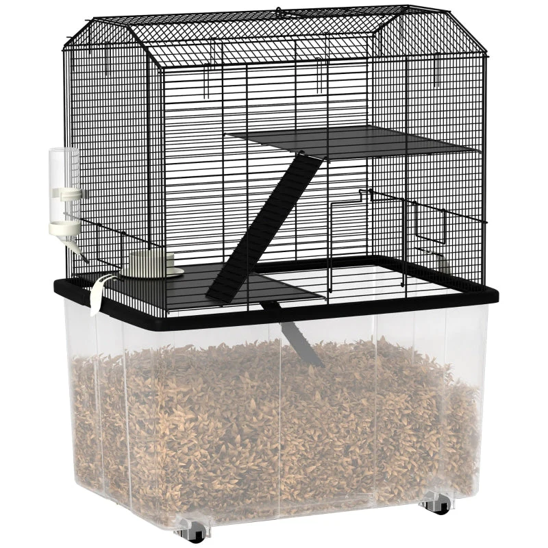 Three-Tier Gerbil Cage, Hamster Cage with Wheels, Deep Bottom, Food Dish, Water Bottle - Image 2