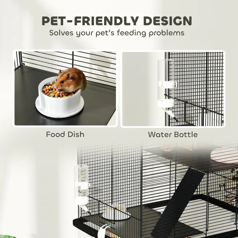 Three-Tier Gerbil Cage, Hamster Cage with Wheels, Deep Bottom, Food Dish, Water Bottle - Image 6