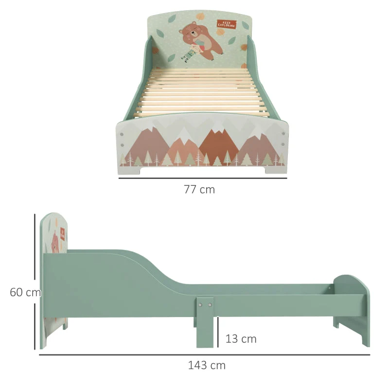 Toddler Bed Frame for Ages 3-6 Years, Green MDF - Image 3