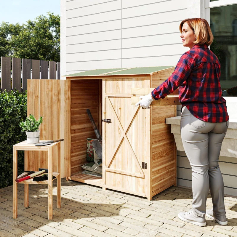 Tool Shed with Side Table, 140x75x157cm, Fir Wood - Image 6
