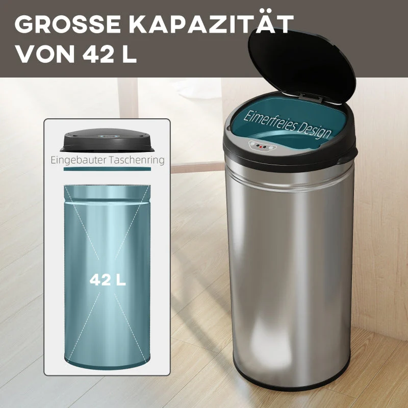 Touchless Sensor Waste Bin 42L Soft-Close - Stainless Steel - Image 4