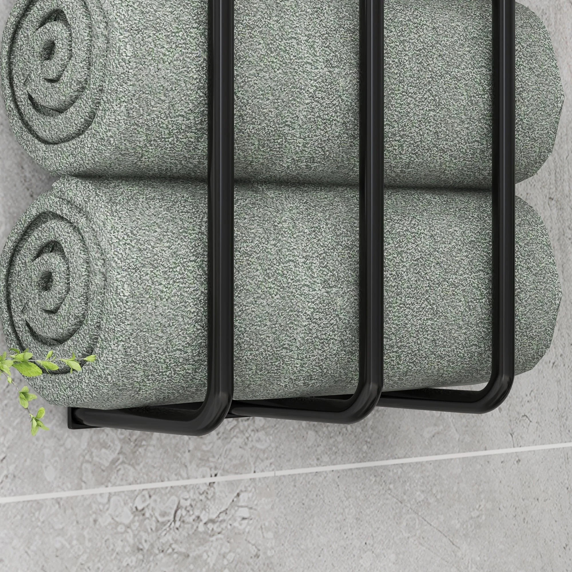 Towel Rail Wall Mounted, 6 Large Towel Holder, Metal - Image 8