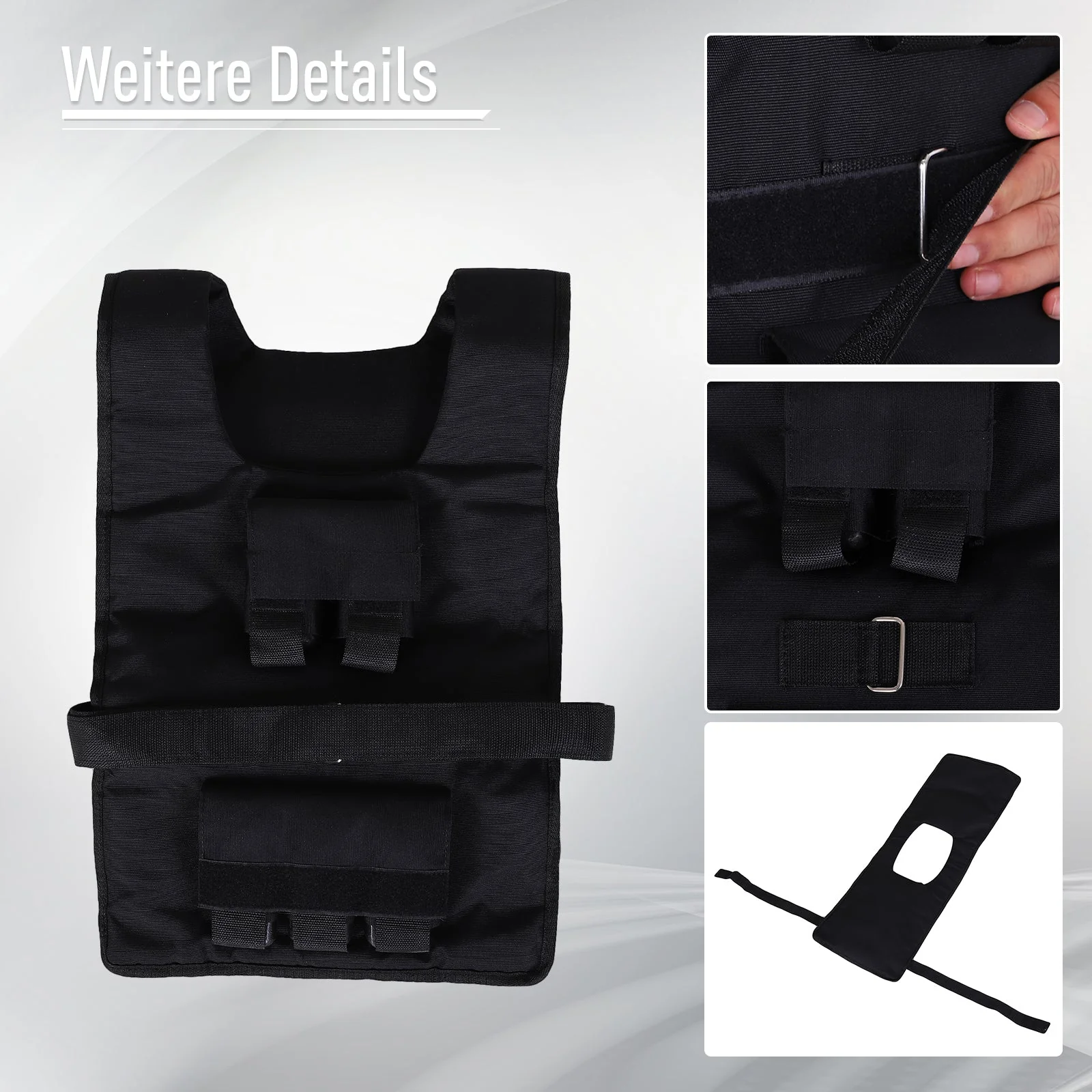Training Vest 30 kg Adjustable Strength Oxford Iron Black - Image 6