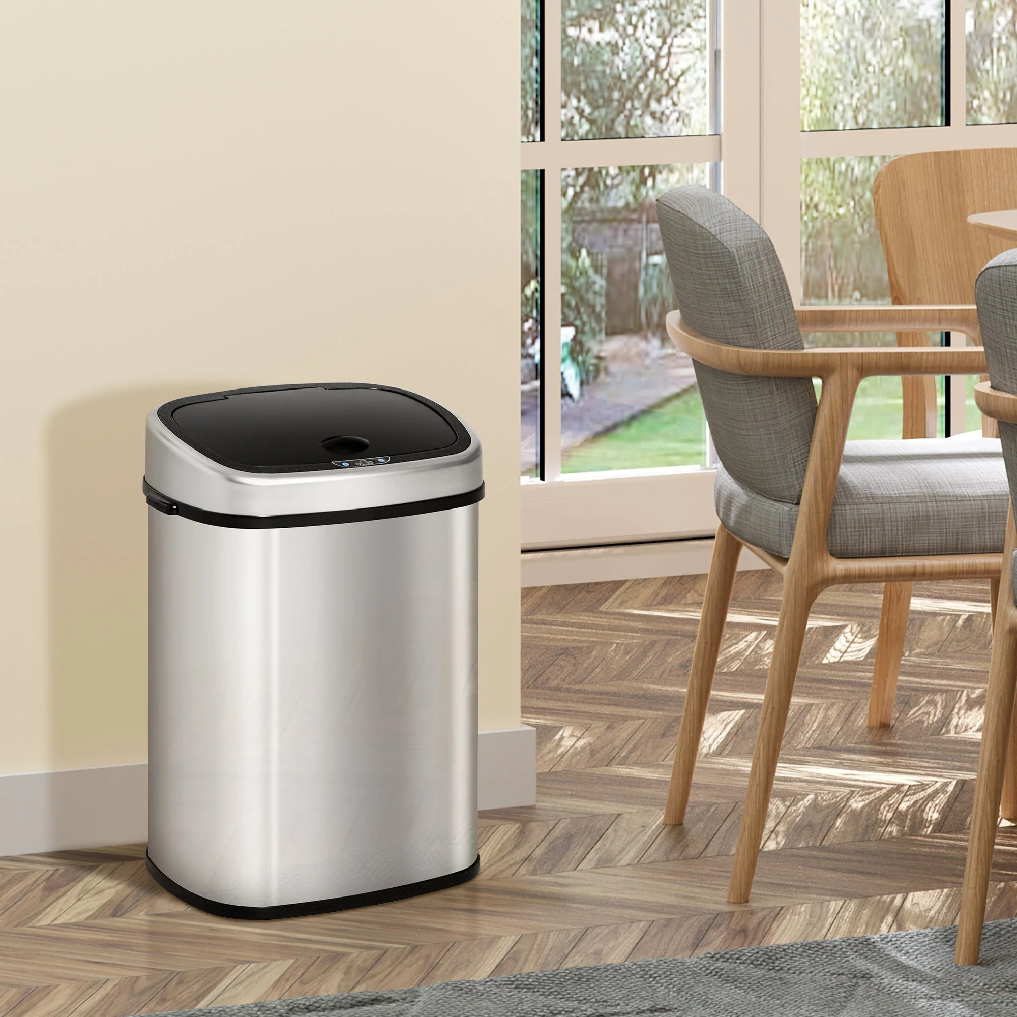 Trash can, 48L Infrared Sensor Hygienic, Stainless Steel Silver - Image 2