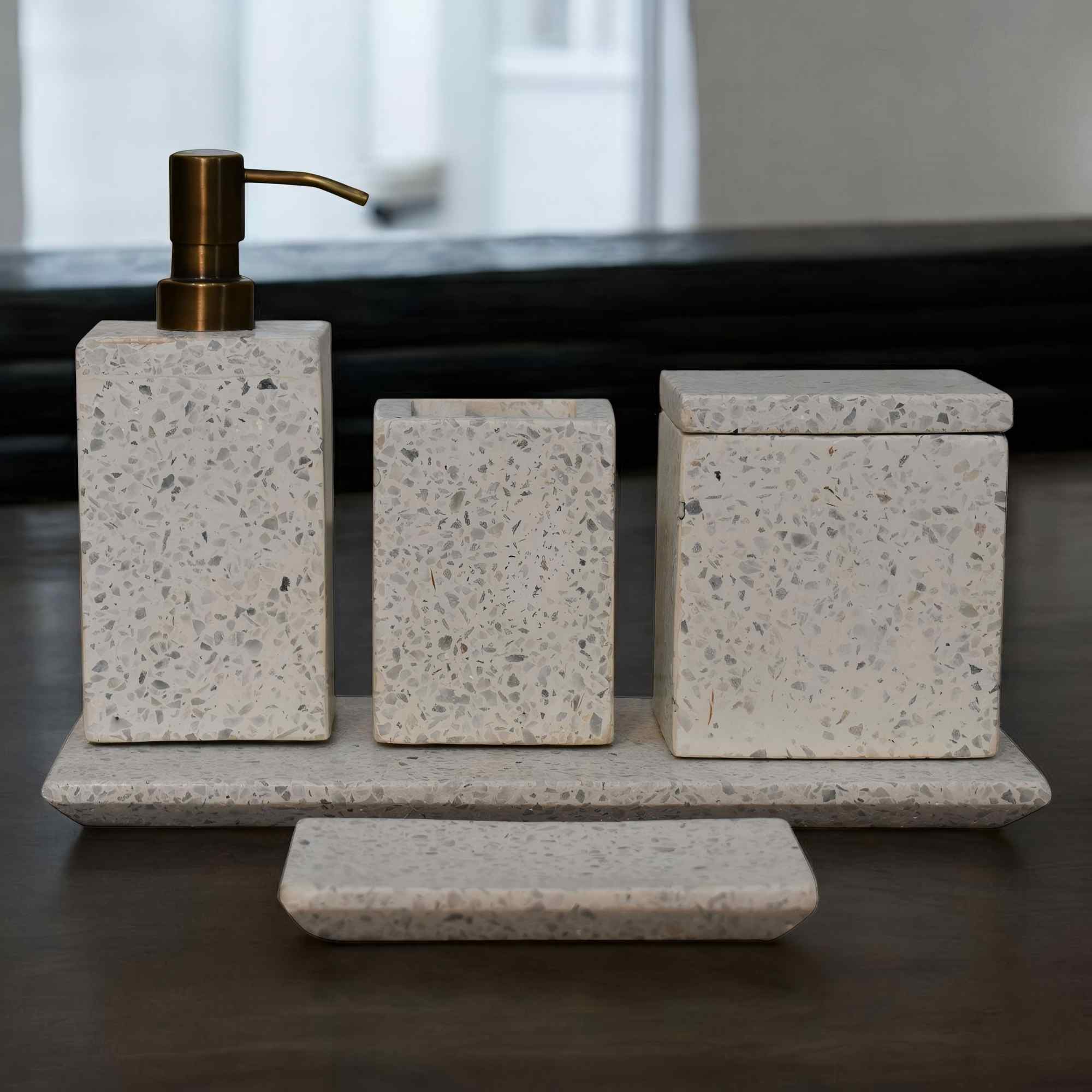 Trazzo 5-piece Bathroom Set, Marble