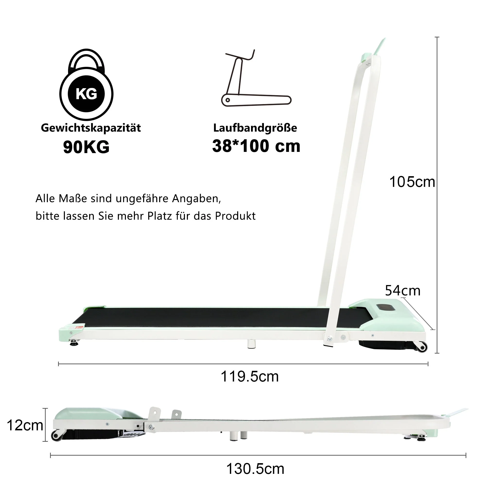 Treadmill, 2-in-1, 1-6 km/h, LED Display, Bluetooth, Foldable - Image 7