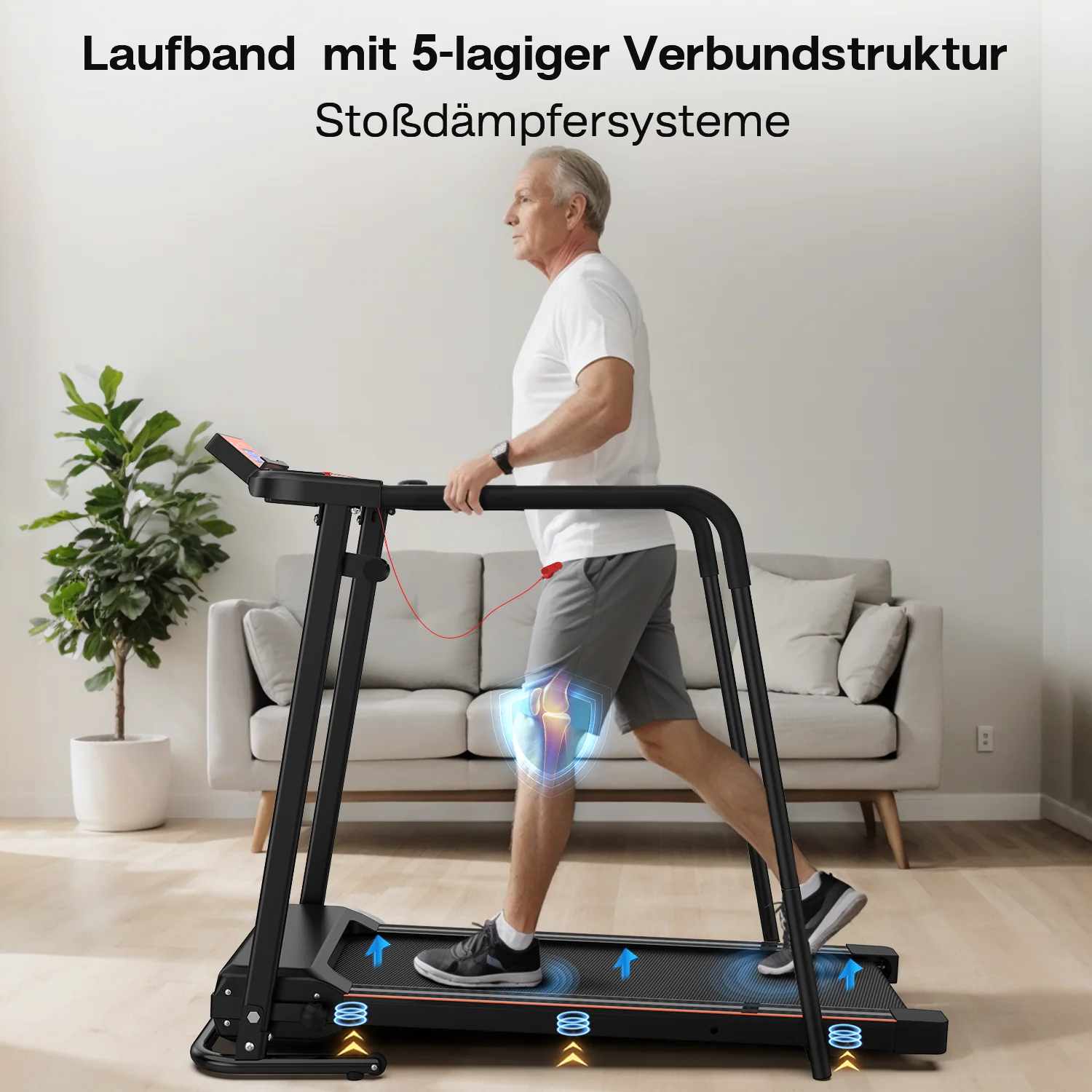 Treadmill Portable Foldable Extended Handrails 120kg Capacity - Image 2