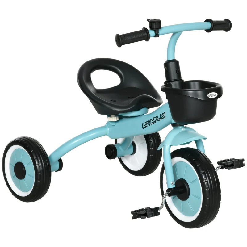 Tricycle for Children with Adjustable Seat and Basket, Blue Metal - Image 2