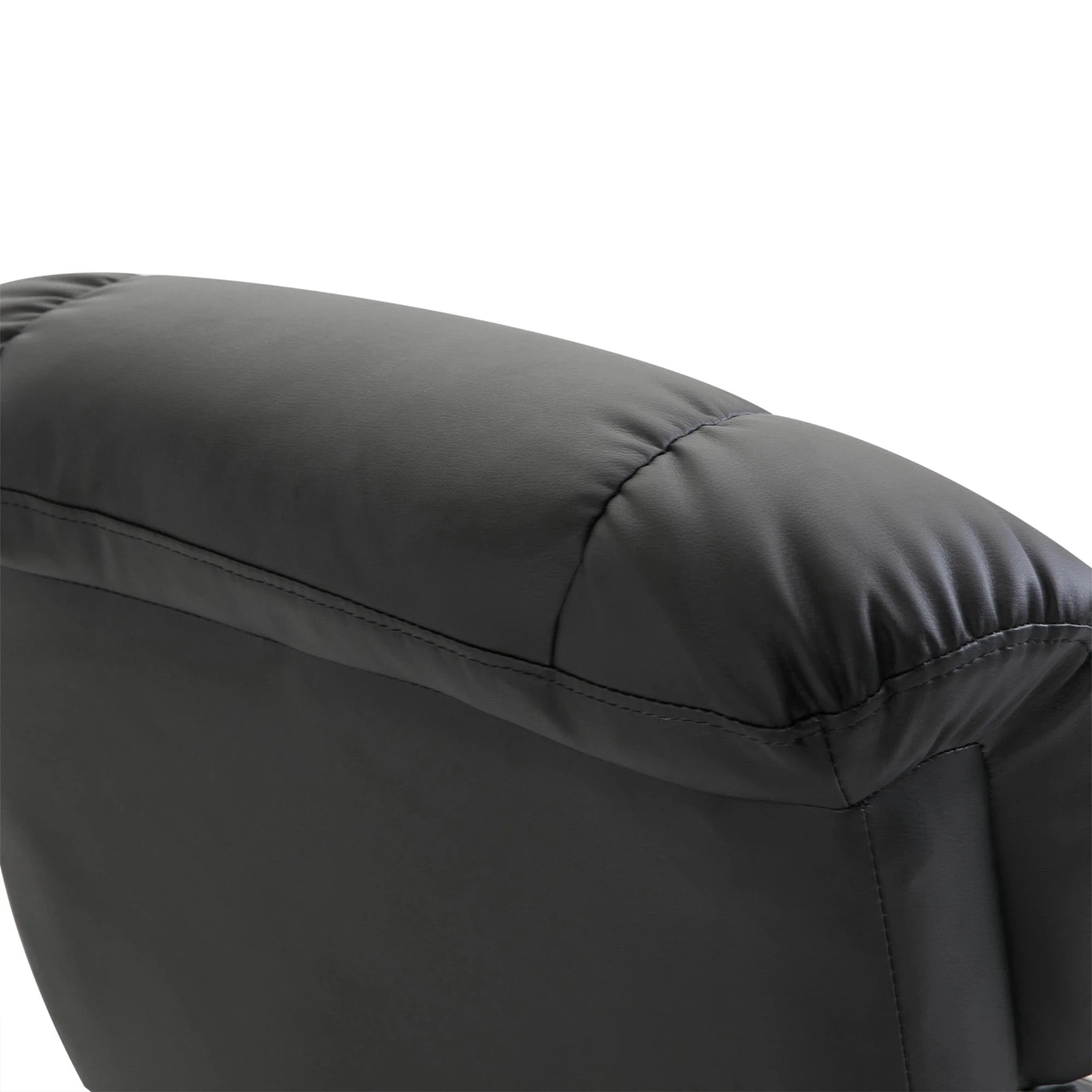 TV Armchair Reclining Deep Padding High Back 360° Swivel, Faux Leather Black - Image 7