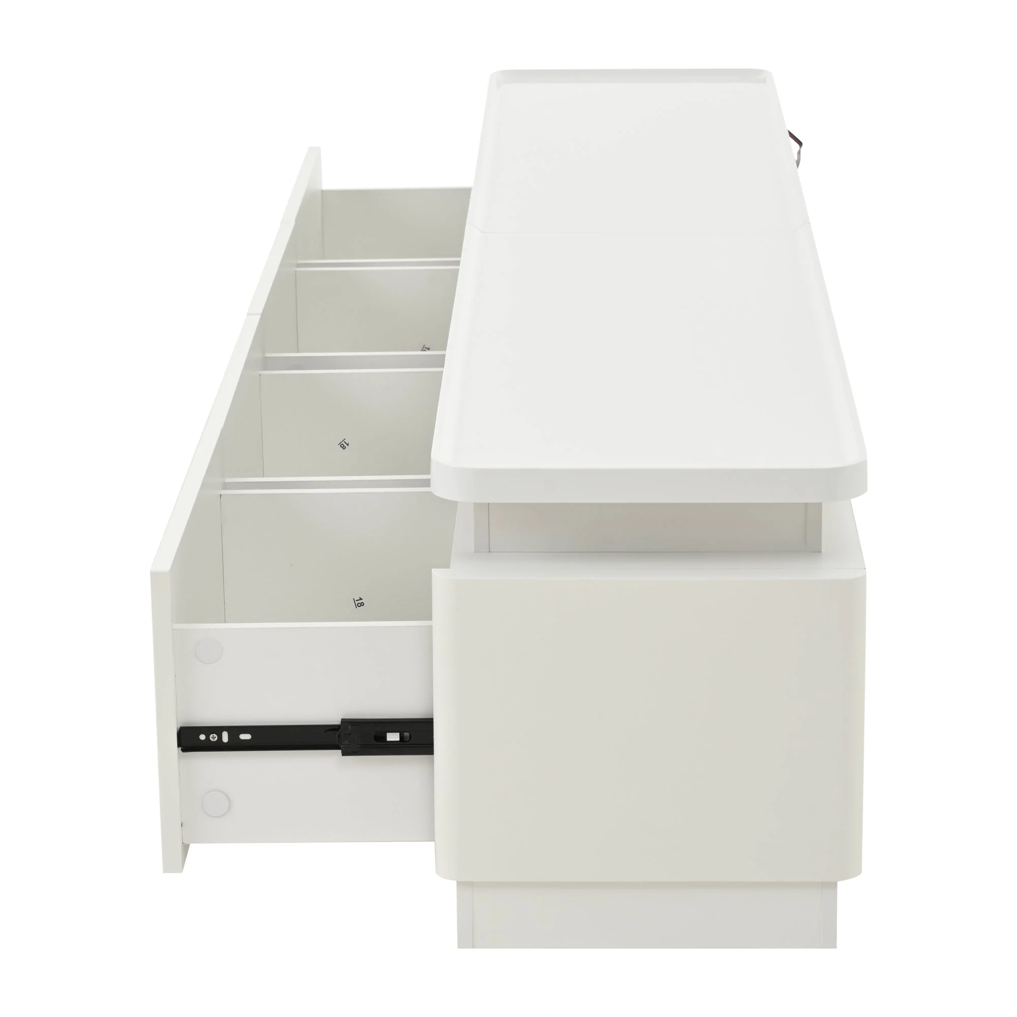TV Cabinet, 180x34x40cm, 4 Drawers, LED, High-Gloss, for 80-inch TVs, White - Image 9