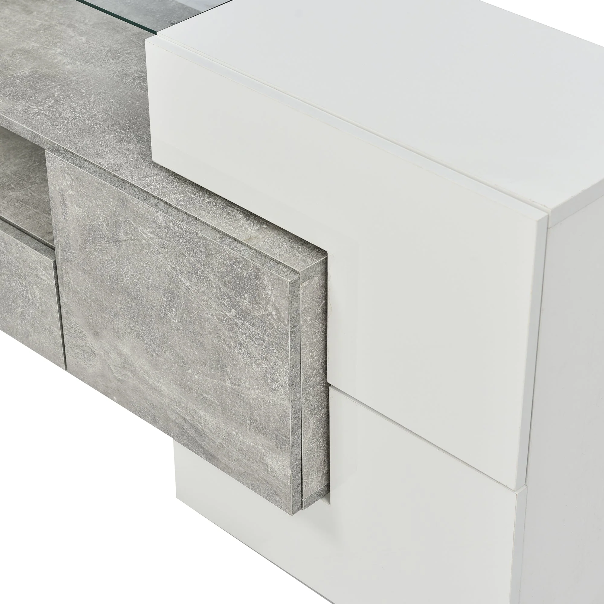 TV Cabinet, 200cm LED Lighting, High-Gloss White - Image 10