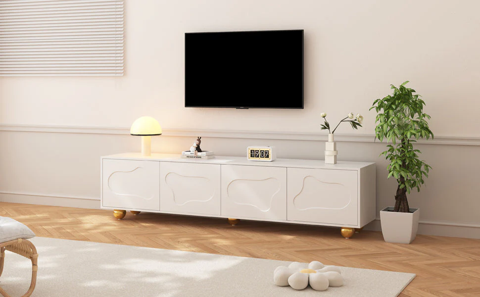TV Cabinet, Cloud-Shaped Lowboard with 2 Cabinets, 75-inch - Image 10