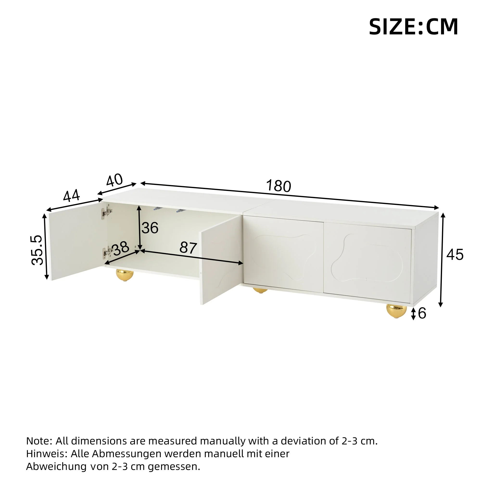 TV Cabinet, Cloud-Shaped Lowboard with 2 Cabinets, 75-inch - Image 6