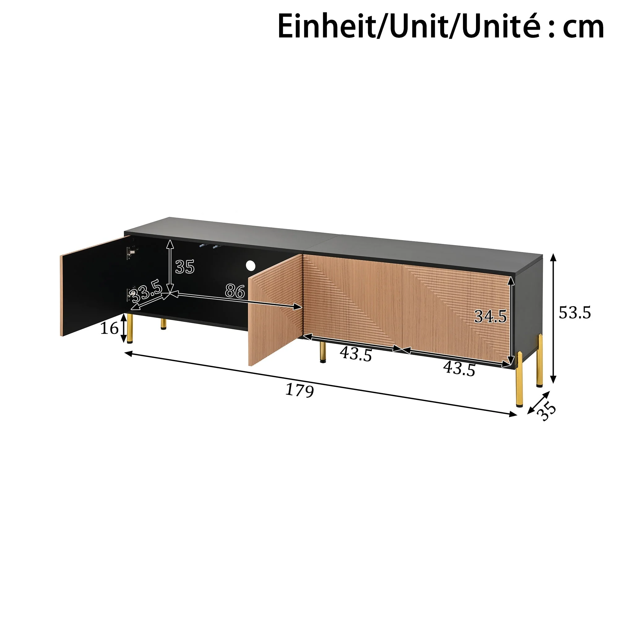 TV Cabinet Modern Low 179cm Color-Block Design - Image 4